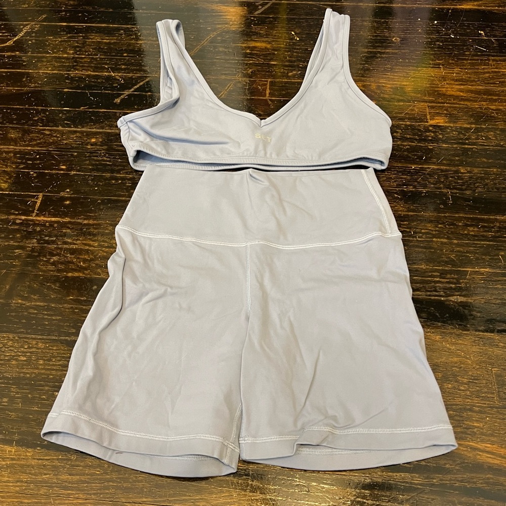 SET Active Sportbody Dip Bra & Bike Shorts | Color Surf | L Top M Bottom